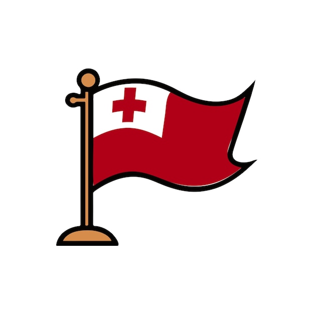 El icono de la bandera de Tonga con un mástil de madera