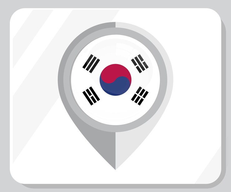 Vector el icono de la bandera de la ubicación de corea