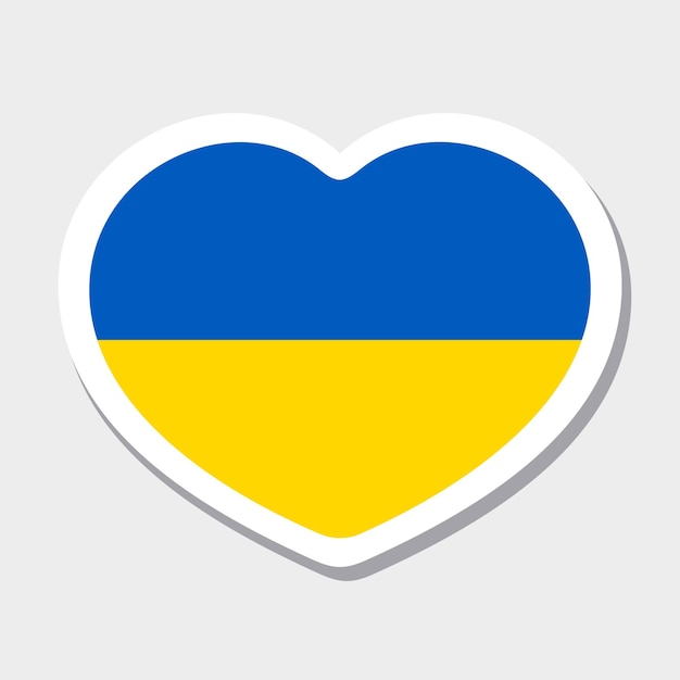 Icono de la bandera de Ucrania Etiqueta engomada del corazón del vector Lo mejor para la interfaz de usuario de aplicaciones móviles y el diseño web