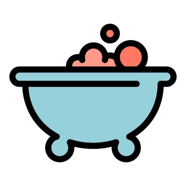 Icono de bañera Contorno bañera vector icono color plano aislado