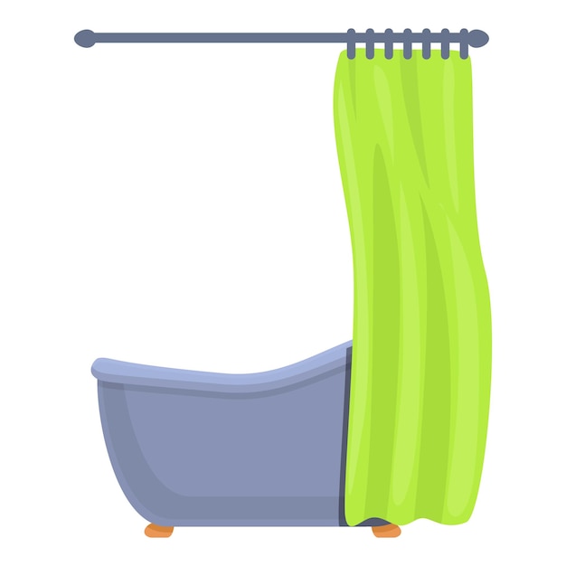 Icono de bañera de la cortina de ducha Icono vectorial de bañera del cortina de baño para diseño web aislado sobre fondo blanco