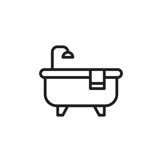 Ícono de bañera Ilustración de línea delgada plana vectorial