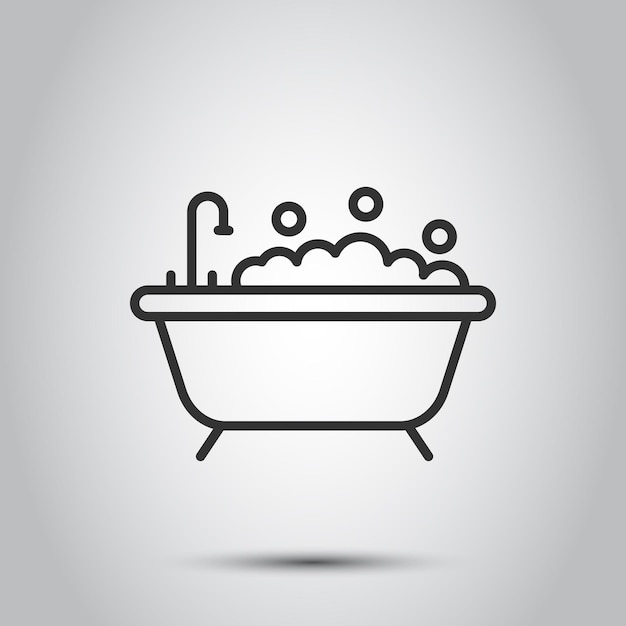 Icono de baño en estilo plano Ilustración de vector de baño sobre fondo aislado Concepto de negocio de signo de bañera