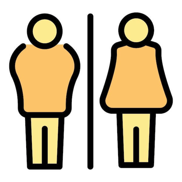 Icono de baño de género femenino vector de contorno Wc baño Sala pública color plano