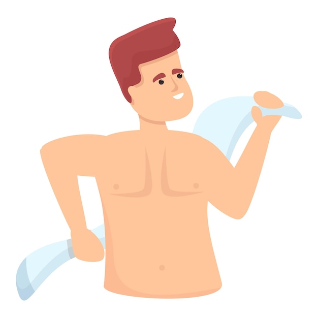 Icono de baño de mañana vector de dibujos animados Ducha de agua Hombre persona baño