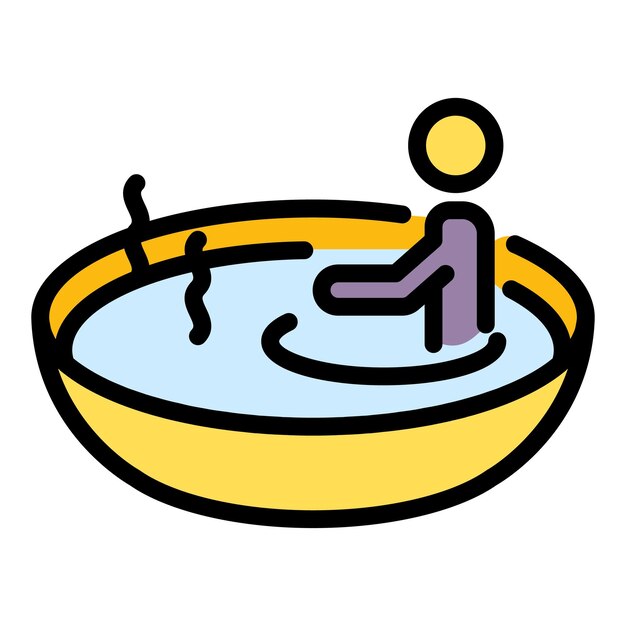 Icono de baño redondo Contorno de icono de baño vectorial redondo Color plano aislado