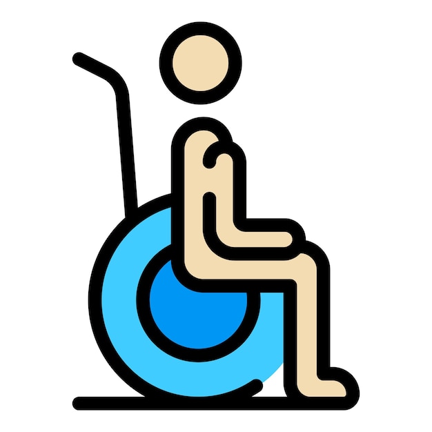 Icono de baño para sillas de ruedas Contorno de silla de ruedas Icono vectorial de baño de ruedas Color plano aislado
