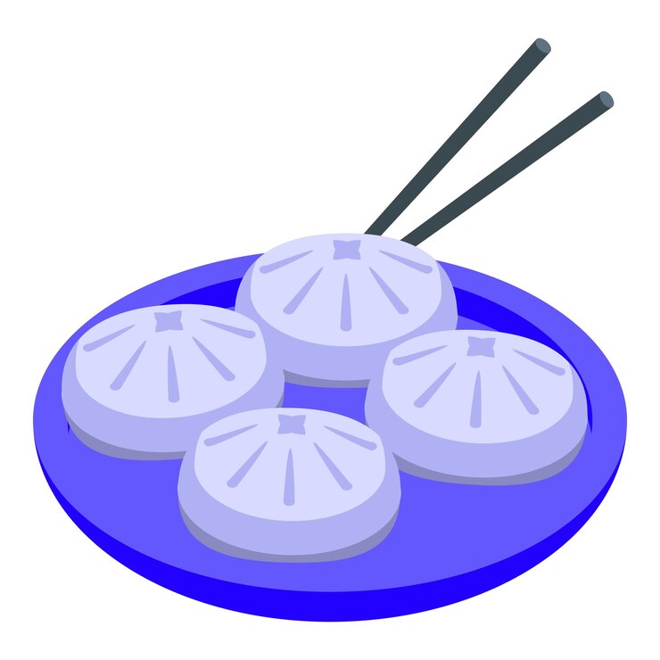 Vector icono de baozi caliente vector isométrico comida china china vapor