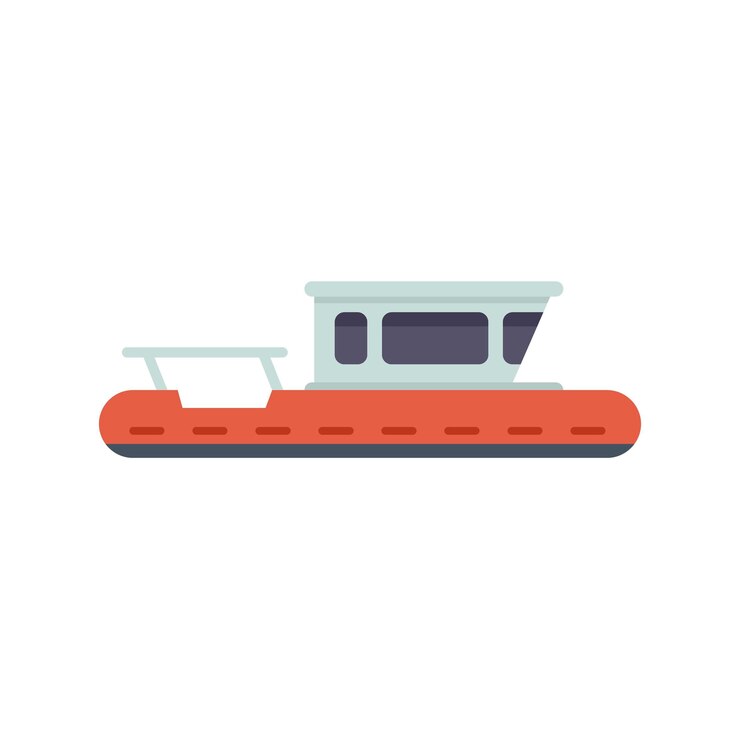 Vector icono de barco de búsqueda vector plano rescate en el mar inundación del mar aislado