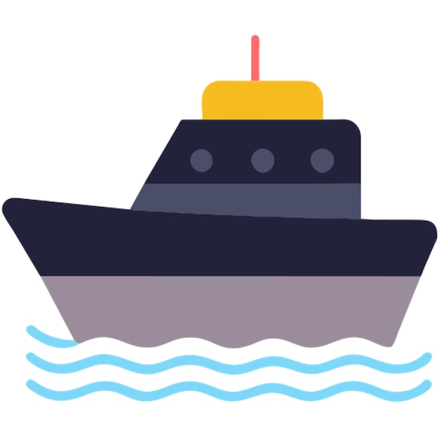 icono de barco de carga con formas de colores