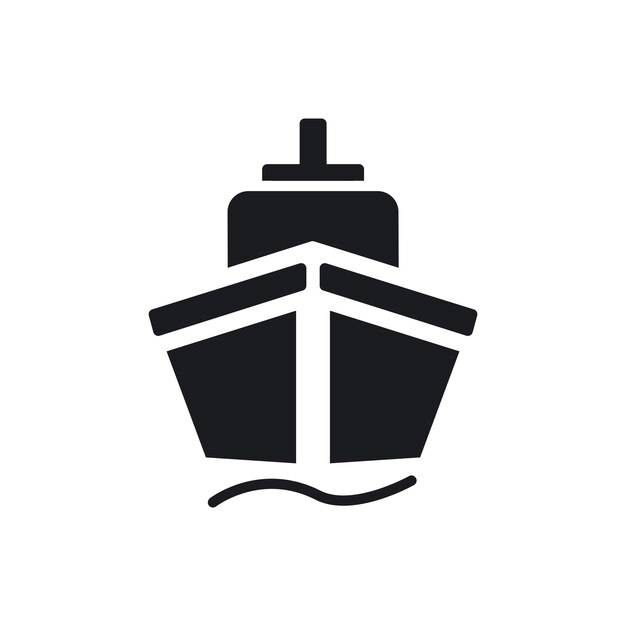 Icono de barco conjunto contenedor marítimo buque de carga símbolo vectorial crucero de pasajeros pictograma en negro relleno y estilo delineado