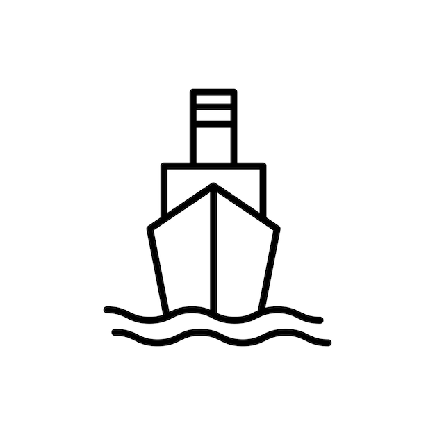 Icono de barco conjunto contenedor marítimo buque de carga símbolo vectorial crucero de pasajeros pictograma en negro relleno y estilo delineado