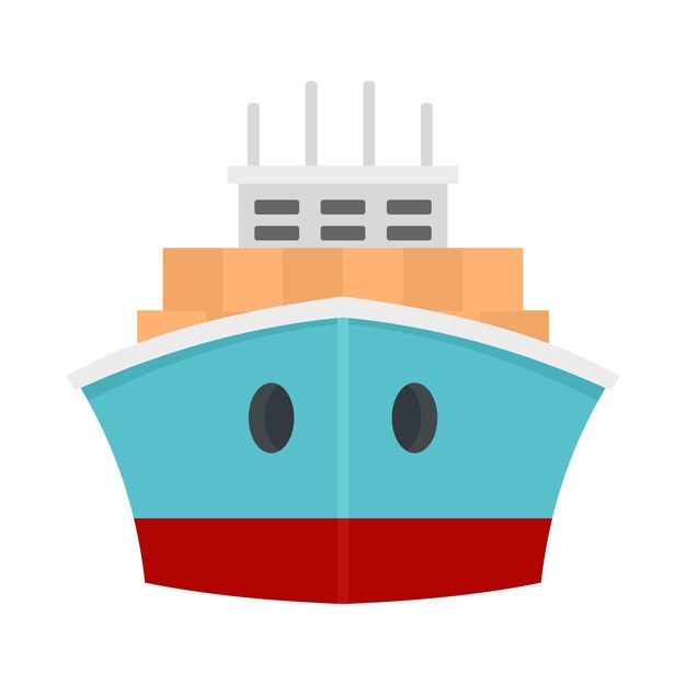 Icono de barco de contenedores delantero Ilustración plana del icono vectorial del barco de contenidores delantero para diseño web