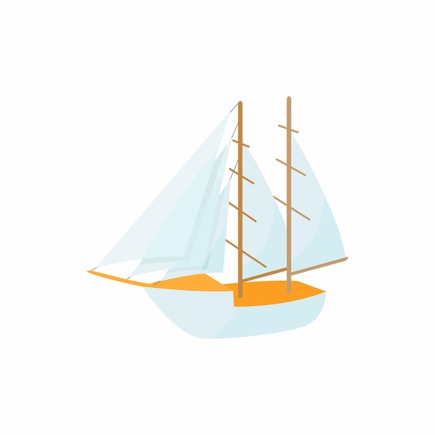 Vector icono de barco en estilo de dibujos animados aislado en fondo blanco