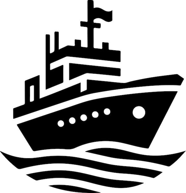 Vector icono de barco de la marina clipart silueta vectorial silueta de color negro 4