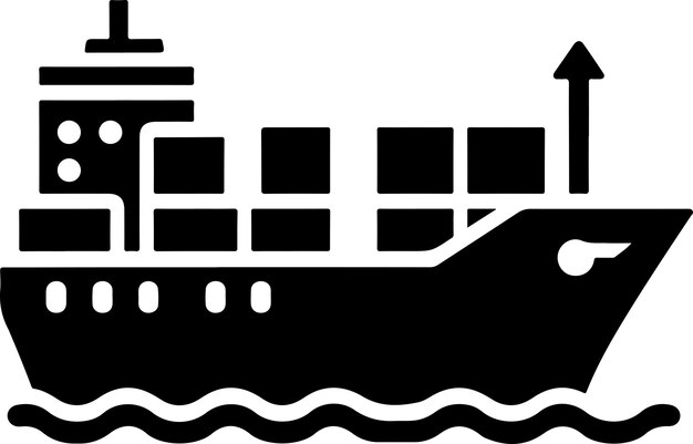 El icono del barco mercante es una silueta vectorial de clipart de color negro y una silueta de fondo blanco 22