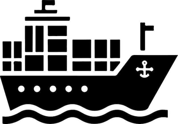 El icono del barco mercante es una silueta vectorial de clipart de color negro y una silueta de fondo blanco 8