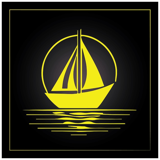 Ícono de barco minimalista en el agua signo y símbolo aislado
