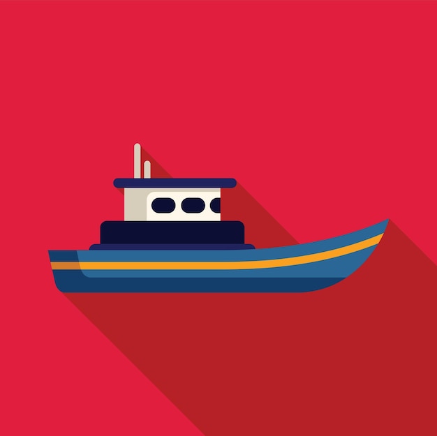 Icono de barco de pesca que representa la industria náutica y las actividades marítimas