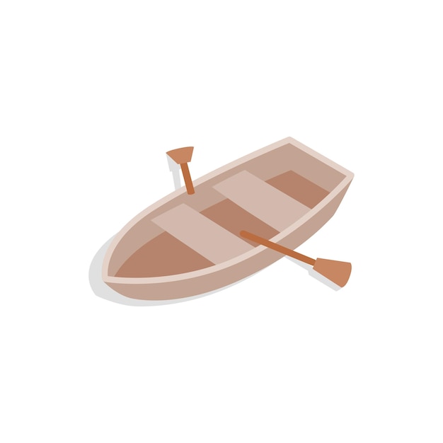 Vector icono de barco con remos en estilo 3d isométrico aislado sobre fondo blanco símbolo de transporte marítimo