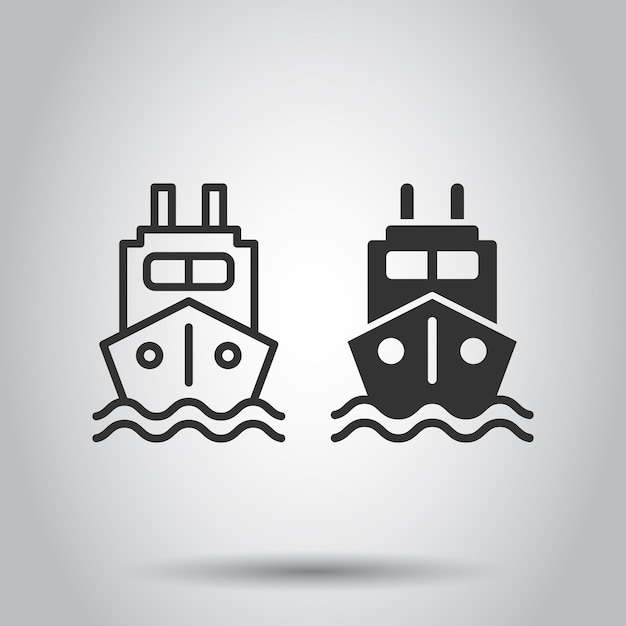 Icono de barco turístico en estilo plano Ilustración vectorial de barco de pesca en fondo blanco aislado Concepto de negocio de destino de petrolero