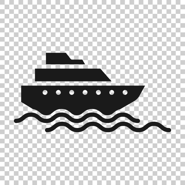 Icono de barco turístico en estilo plano Ilustración vectorial de barco de pesca en fondo blanco aislado Concepto de negocio de destino de petrolero