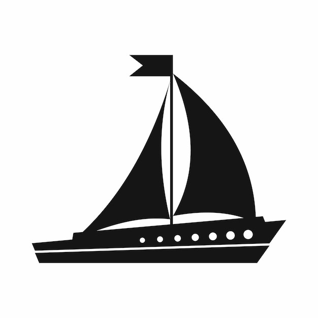 Icono de un barco de vela en estilo simple aislado sobre un fondo blanco Símbolo de transporte marítimo