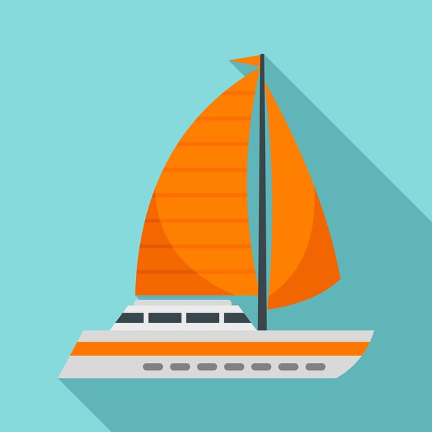 Icono de barco de vela Ilustración plana del icono de vector de barco de vela para diseño web