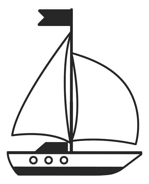 Icono de barco de vela. pequeño yate lindo. barco de juguete