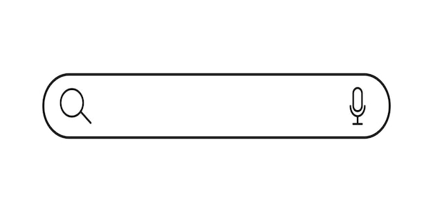 Icono de la barra de búsqueda con lupa y herramienta de botón de búsqueda por voz Ilustración vectorial