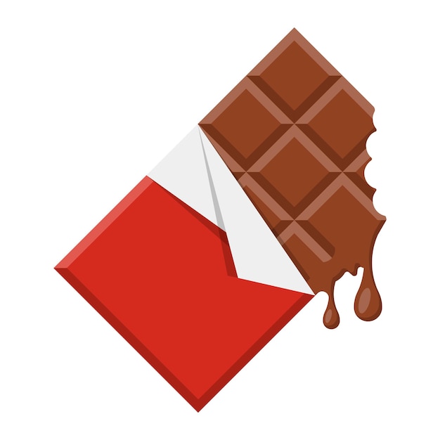 Icono de barra de chocolate Barra de chocolate mordida con piezas Ilustración vectorial