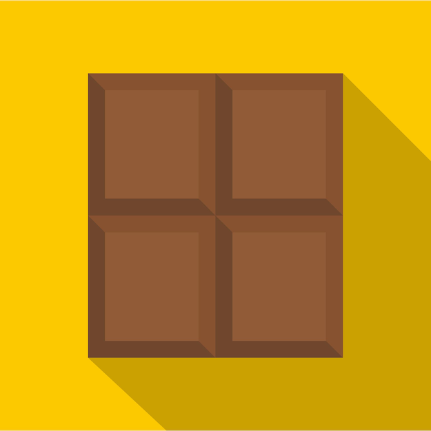 Icono de barra de chocolate con leche oscura Ilustración plana de barra de chocolates con leche escura Icono vectorial para la web aislado en fondo amarillo