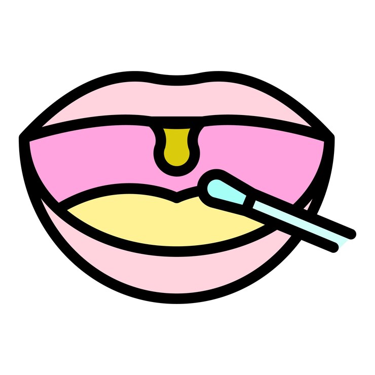 Vector icono de barra de prueba de boca covid contorno icono de vector de barra de prueba de boca covid para diseño web aislado en color de fondo blanco plano