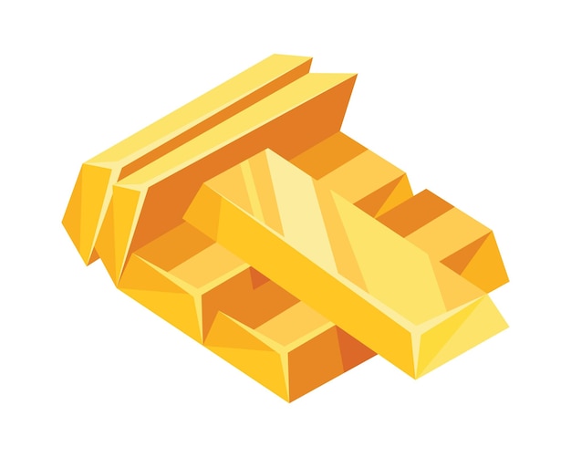 Icono de barras de oro para aplicaciones de juegos web en estilo de dibujos animados Concepto financiero negocio bancario prosperidad tesoro símbolo Vector objeto aislado sobre fondo blanco