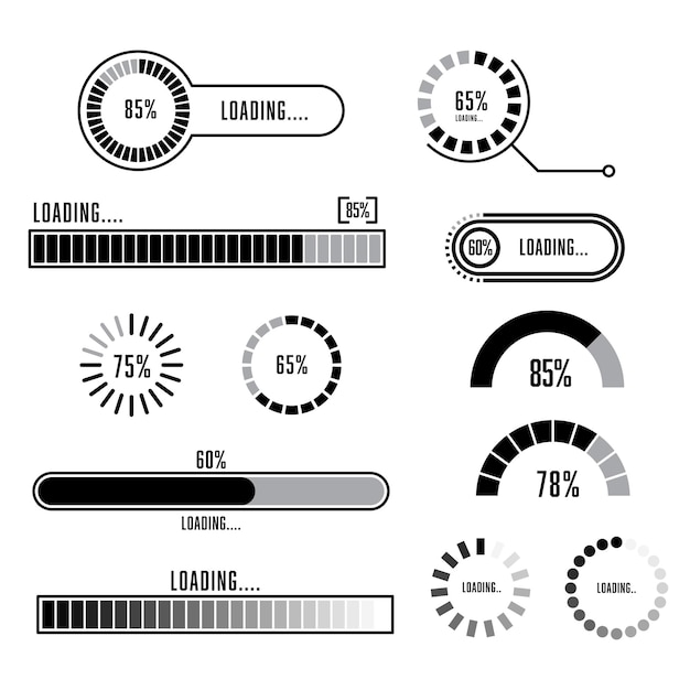 Vector el icono de las barras de progreso de carga de la interfaz vectorial