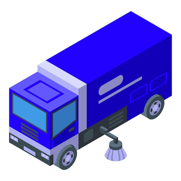 Icono de barredora de basura vector isométrico Camión de calle Vacío urbano