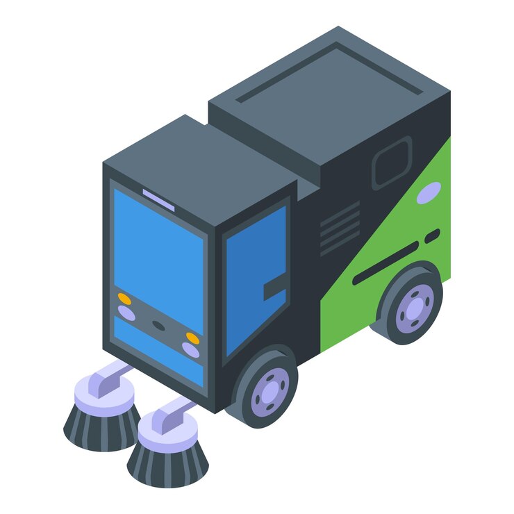 Vector icono de barredora de vehículos vector isométrico camión de calle limpieza de máquinas