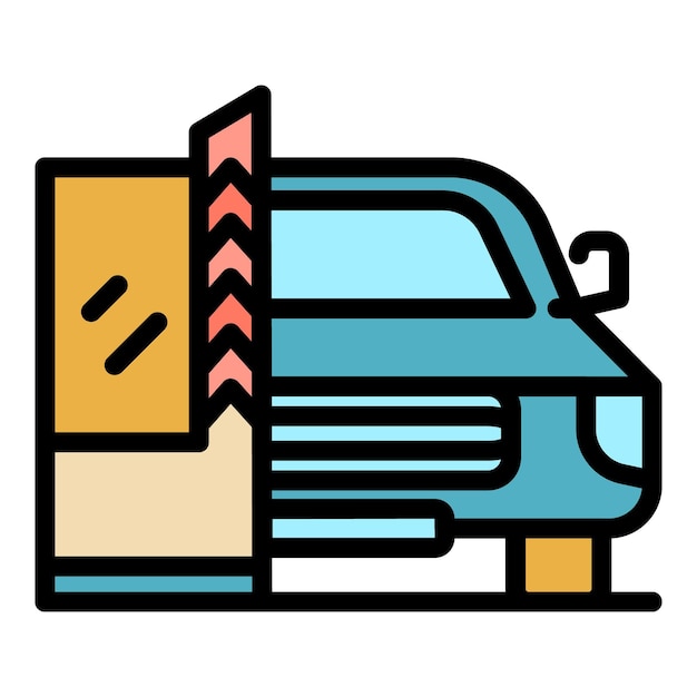 Icono de barrera de estacionamiento de automóviles Contorno de barrera de estacionamiento de automóviles icono vectorial color plano aislado