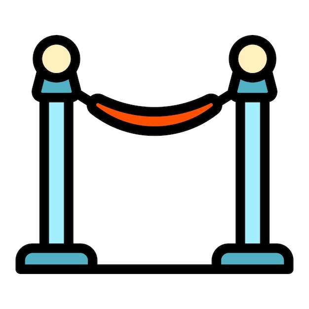 Icono de barrera del museo Contorno icono de vector de barrera del museo color plano aislado