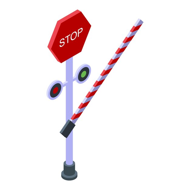 Icono de barrera de señal de Stop Isométrico de icono de vector de barrera de señal de Stop para diseño web aislado sobre fondo blanco