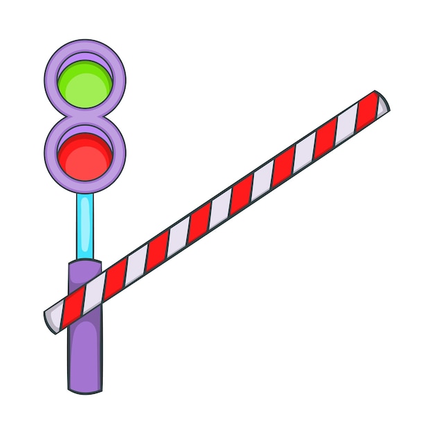 Icono de barrera de tren en estilo de dibujos animados aislado en fondo blanco Símbolo de valla
