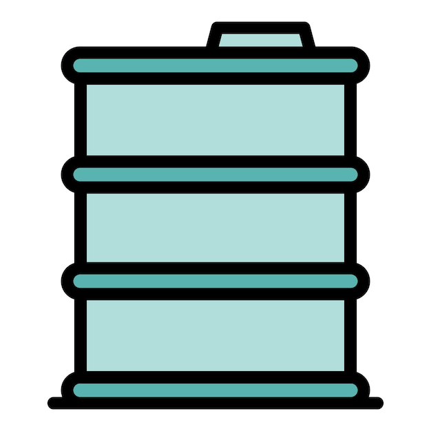 El icono del barril de cerveza de acero es un vector de contorno del tanque de la fábrica de bebidas alcohólicas de color plano