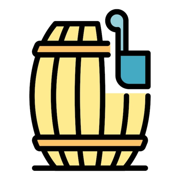 El icono del barril de madera de herrero Contorno del icono vectorial del barrel de madera de ferrero Color plano aislado