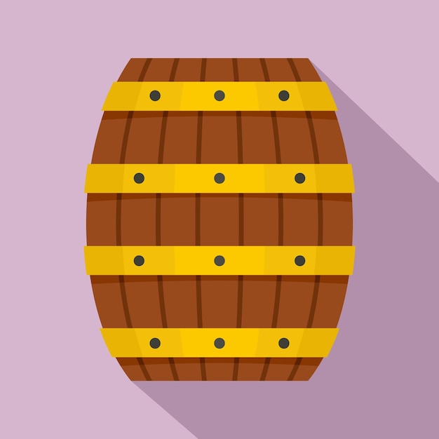 Vector icono de barril de madera ilustración plana del icono de vector de barril de madera para diseño web