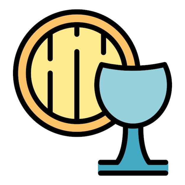 Icono de barril de vino casero vector de contorno Fiesta de vid Sommelier sabor color plano