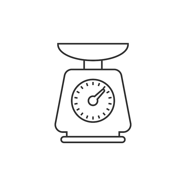 Icono de báscula de baño en estilo plano Ilustración de vector de medición de masa sobre fondo aislado Concepto de negocio de signo de sobrepeso