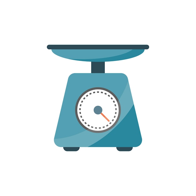 Icono de báscula de baño en estilo plano Ilustración de vector de medición de masa sobre fondo aislado Concepto de negocio de signo de sobrepeso