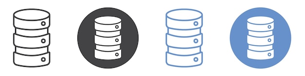 Icono de la base de datos Arte plano en blanco y negro aislado