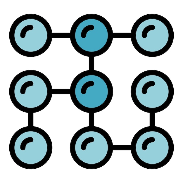 Icono de base de datos Blockchain Esquema Icono de vector de base de datos Blockchain para diseño web aislado en color de fondo blanco plano
