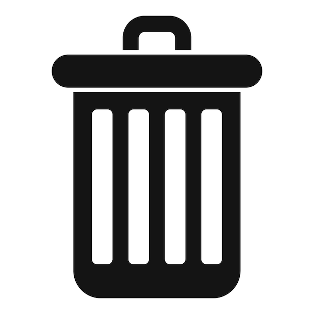 El icono de la basura negra aislado sobre un fondo blanco